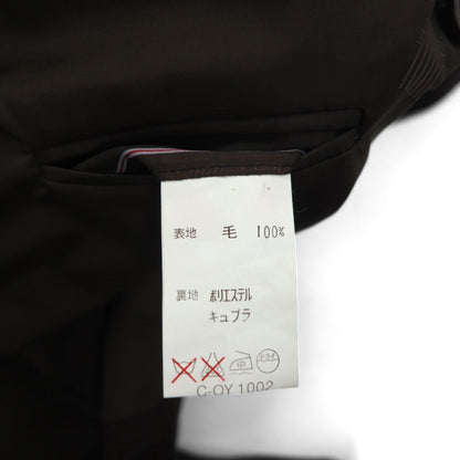 LANVIN ダブルブレスト ピークドラペル スーツ ブレザー セットアップ L ダークブラウン ウール メタルボタン ワイド