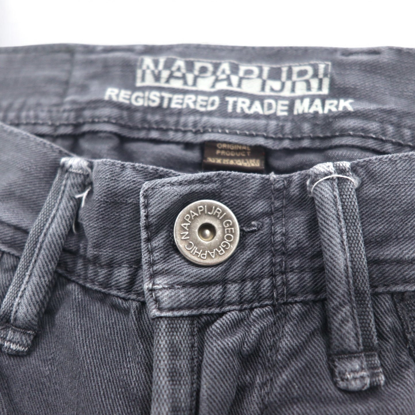 NAPAPIJRI ルーマニア製 ブラック デニムパンツ M グレー ストレート N0YUNUH89