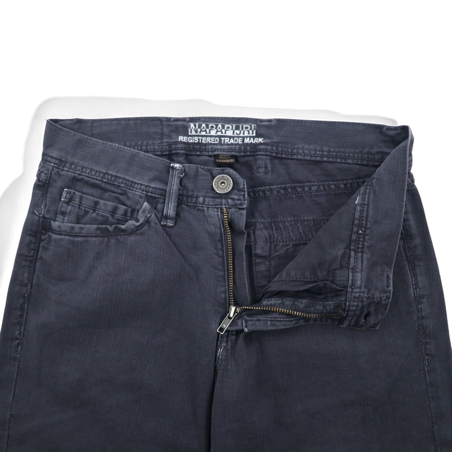 NAPAPIJRI ルーマニア製 ブラック デニムパンツ M グレー ストレート N0YUNUH89