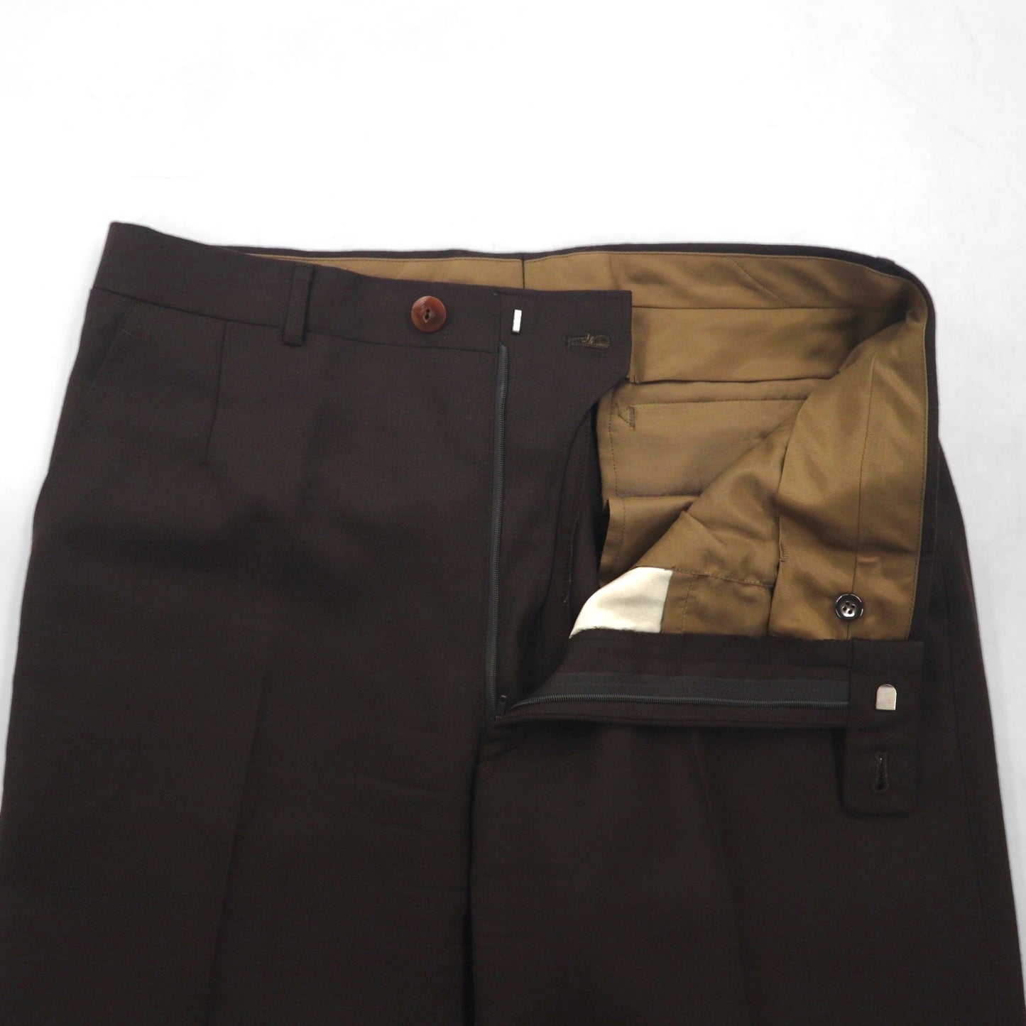 LANVIN ダブルブレスト ピークドラペル スーツ ブレザー セットアップ L ダークブラウン ウール メタルボタン ワイド