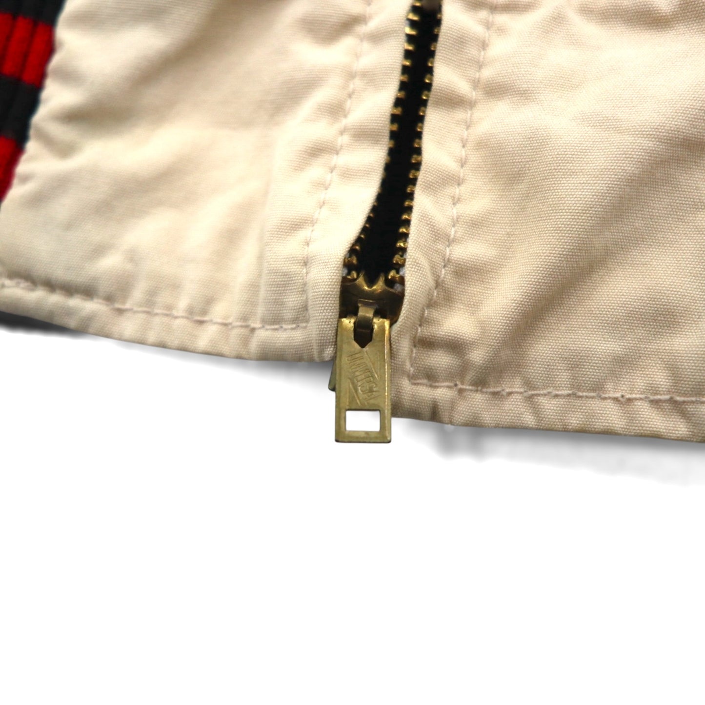 Champion ランタグ 復刻 スポーツジャケット ブルゾン L ベージュ リブライン 刺繍ワッペン