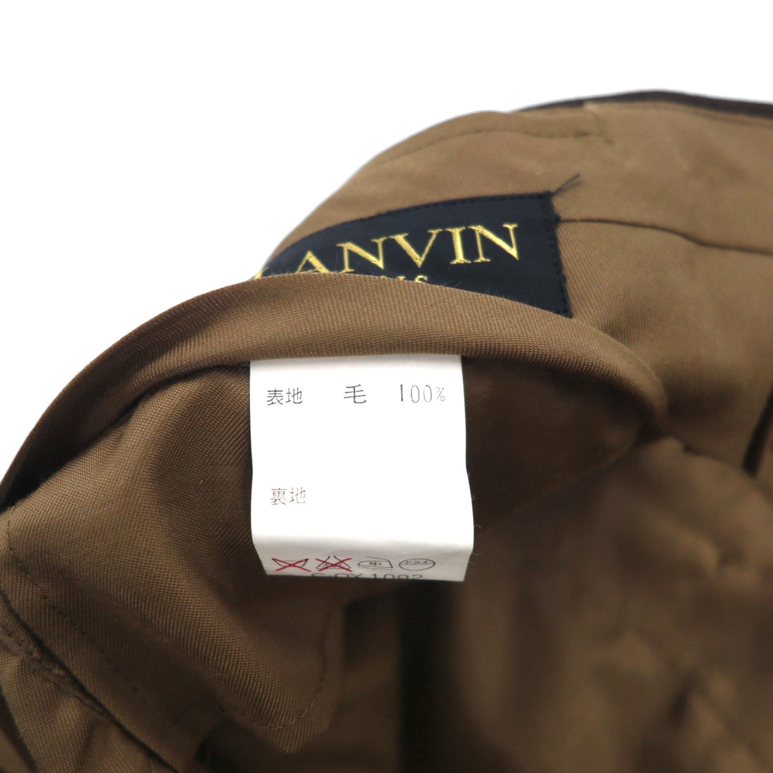 LANVIN Double-Breasted Peak Lapel Suit and Blazer Set, Size L, Dark Brown Wool with Metal Buttons, Wide Fit