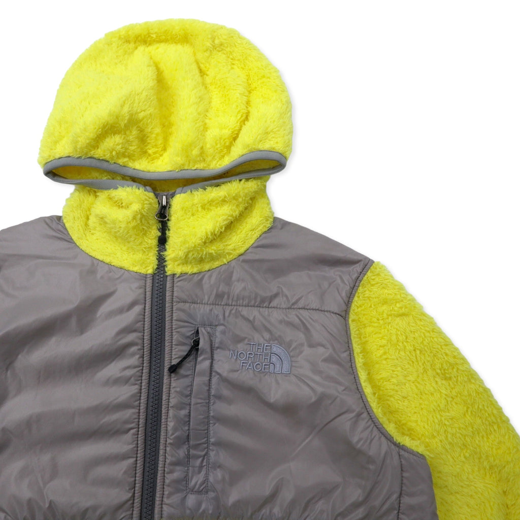 THE NORTH FACE Denali Hoodie Sherpa Fleece M Yellow Polyester Logo Embroidery NAW45003