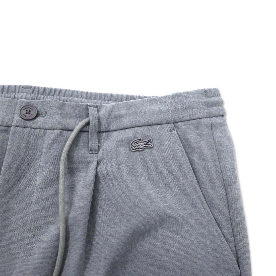 LACOSTE ストレッチ ストレート トラウザーズ イージーパンツ 46 グレー ポリエステル RELAXED FIT HH073EL