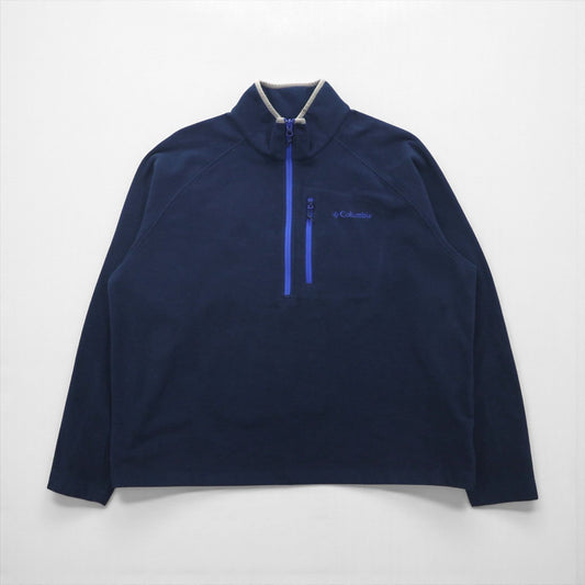 Columbia ハーフジップ フリースジャケット 2XL ネイビー 胸ポケット WM6352