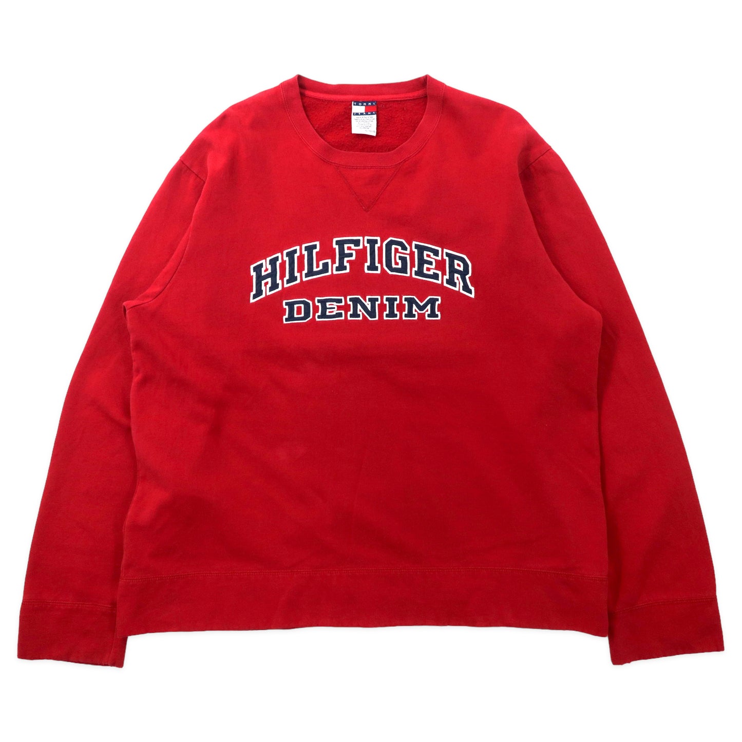 TOMMY JEANS ビッグサイズ 90年代 ロゴスウェット XL レッド コットン HILFIGER DENIM 裏起毛 パキ綿 前V