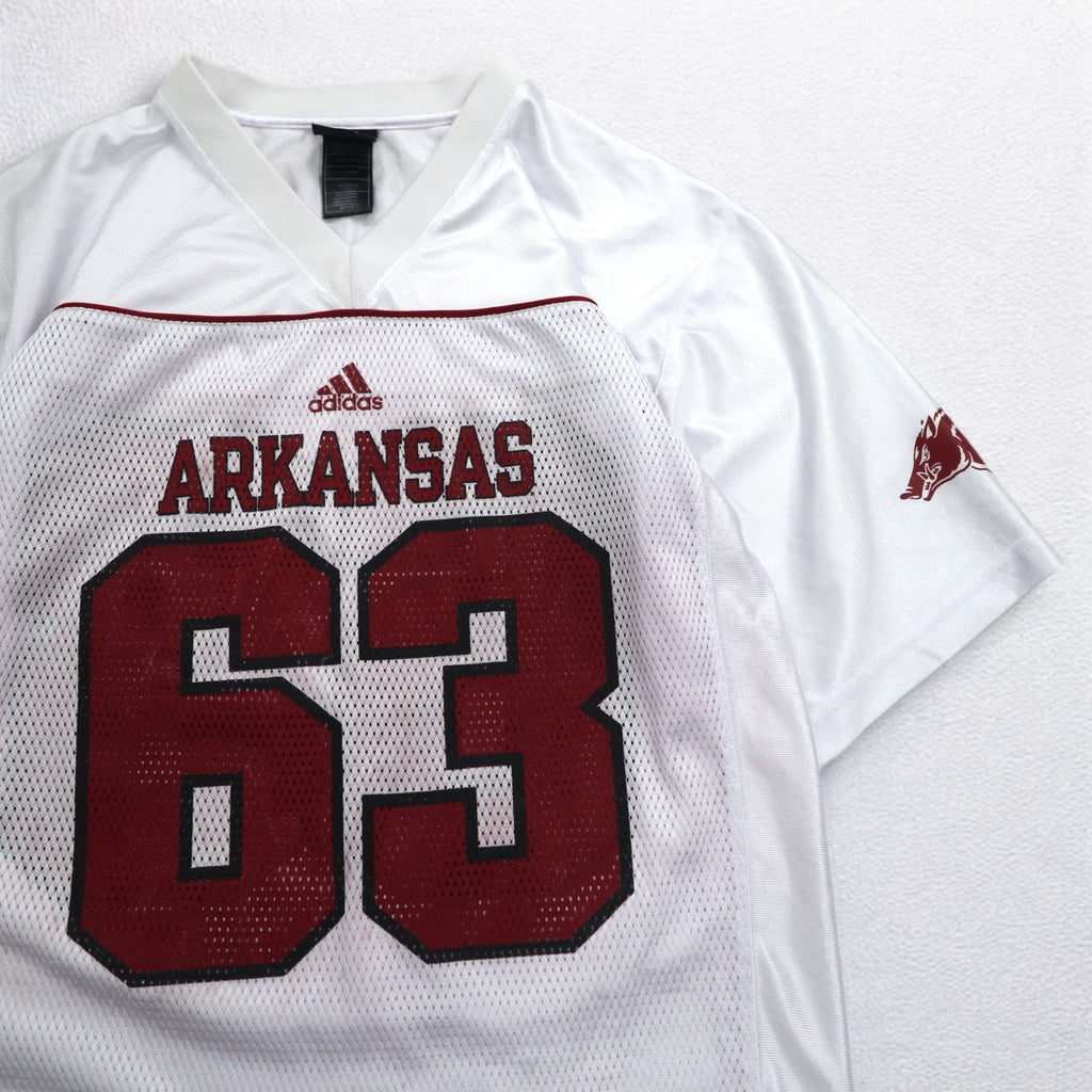 adidas ゲームシャツ L ホワイト メッシュ NFL ARKANSAS ポリエステル ナンバリング