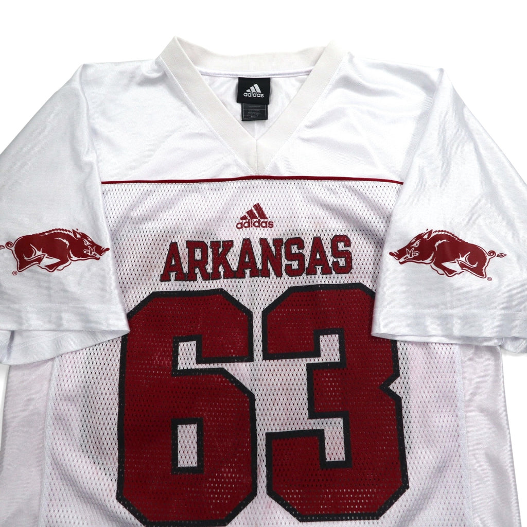 adidas ゲームシャツ L ホワイト メッシュ NFL ARKANSAS ポリエステル ナンバリング