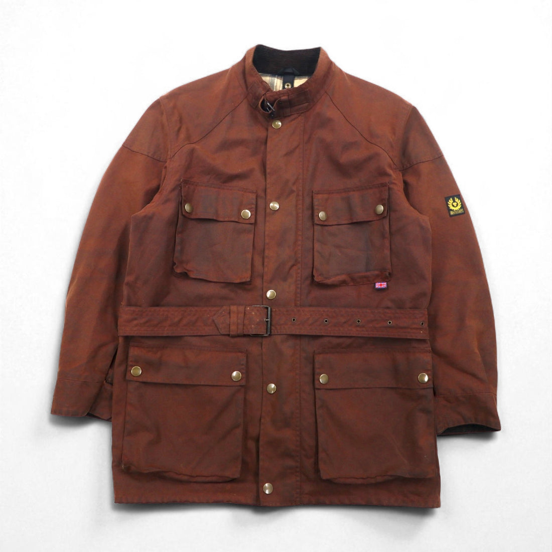 Belstaff ロードマスター オイルド モーターサイクルジャケット XL ブラウン 裏地チェック ベルト付き