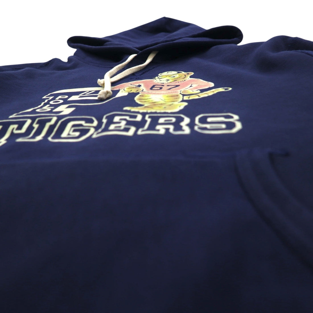 Polo Ralph Lauren Tiger Flock Print Hoodie, Medium, Navy, Front V, Kangaroo Pocket