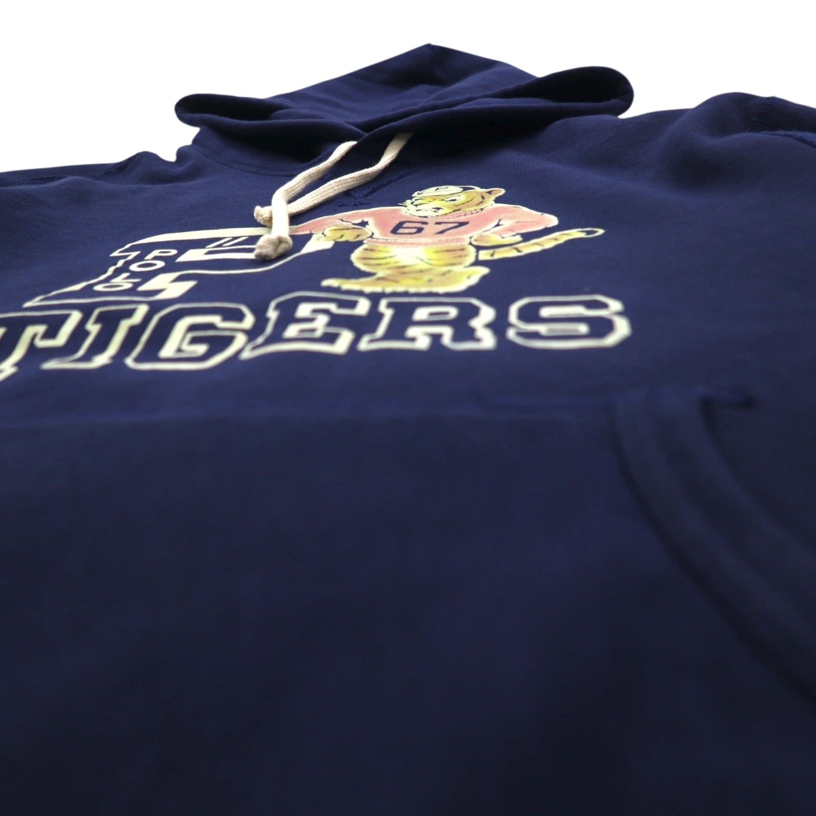 Polo Ralph Lauren タイガー フロッキー プリント パーカー M ネイビー 前V カンガルーポケット