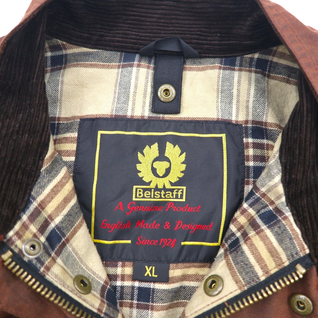 Belstaff Roadmaster Oiled Motorcycle Jacket, XL, Brown, Check Lining, Belt Included
