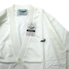 Crocodile 80年代 アクリルニット カーディガン M ホワイト コットン ワンポイントロゴ 日本製 未使用品