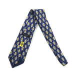 GUCCI Made in Italy Tie Navy Silk All-over Pattern Horsebit
