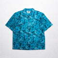Lee SPORT 90s open collar aloha shirt L blue cotton all-over hibiscus pattern