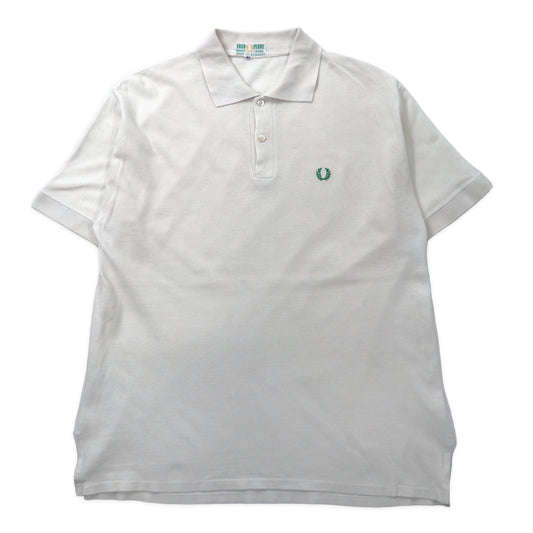 イングランド製 FRED PERRY ポロシャツ 44 ホワイト コットン ワンポイントロゴ刺繍