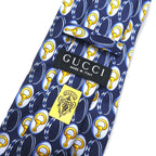 GUCCI Made in Italy Tie Navy Silk All-over Pattern Horsebit