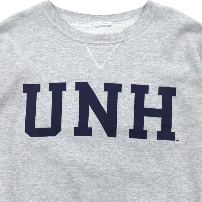 Champion College Print Sweatshirt L Grey Cotton UNH