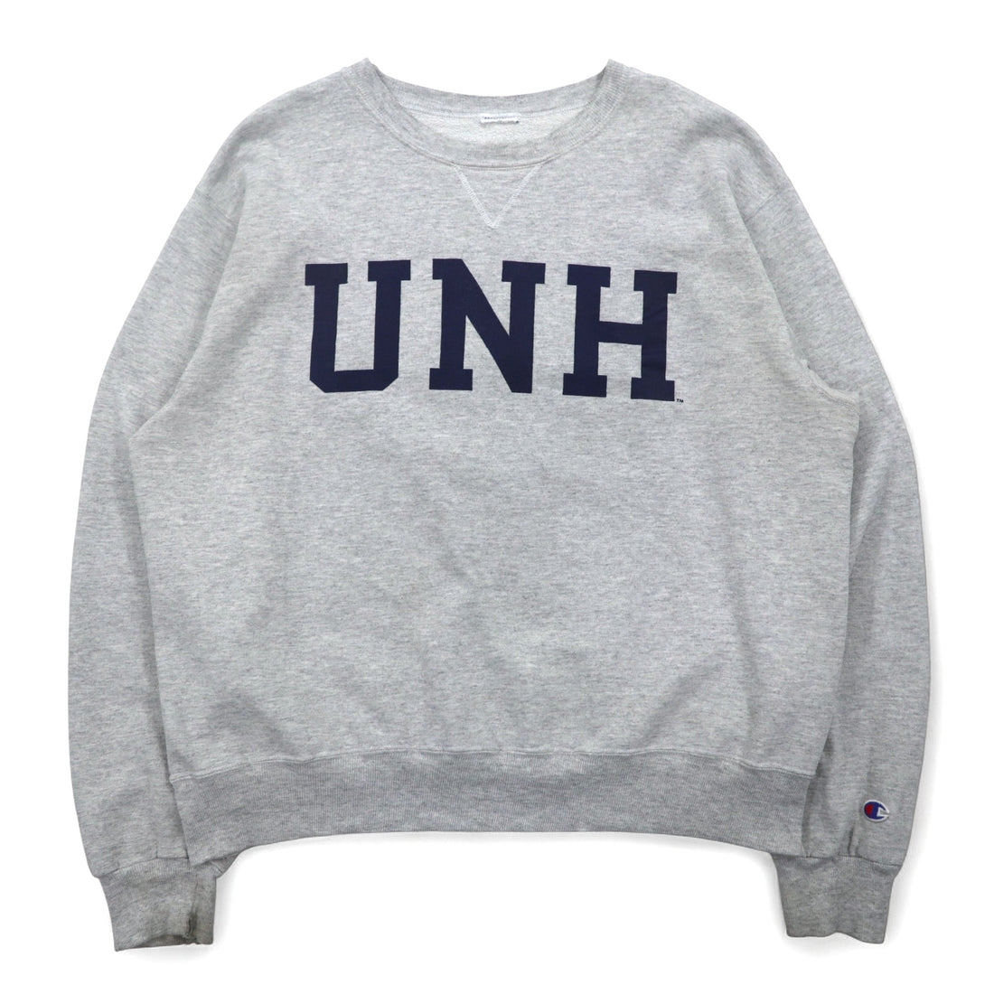 Champion College Print Sweatshirt L Grey Cotton UNH