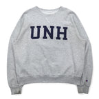 Champion College Print Sweatshirt L Grey Cotton UNH
