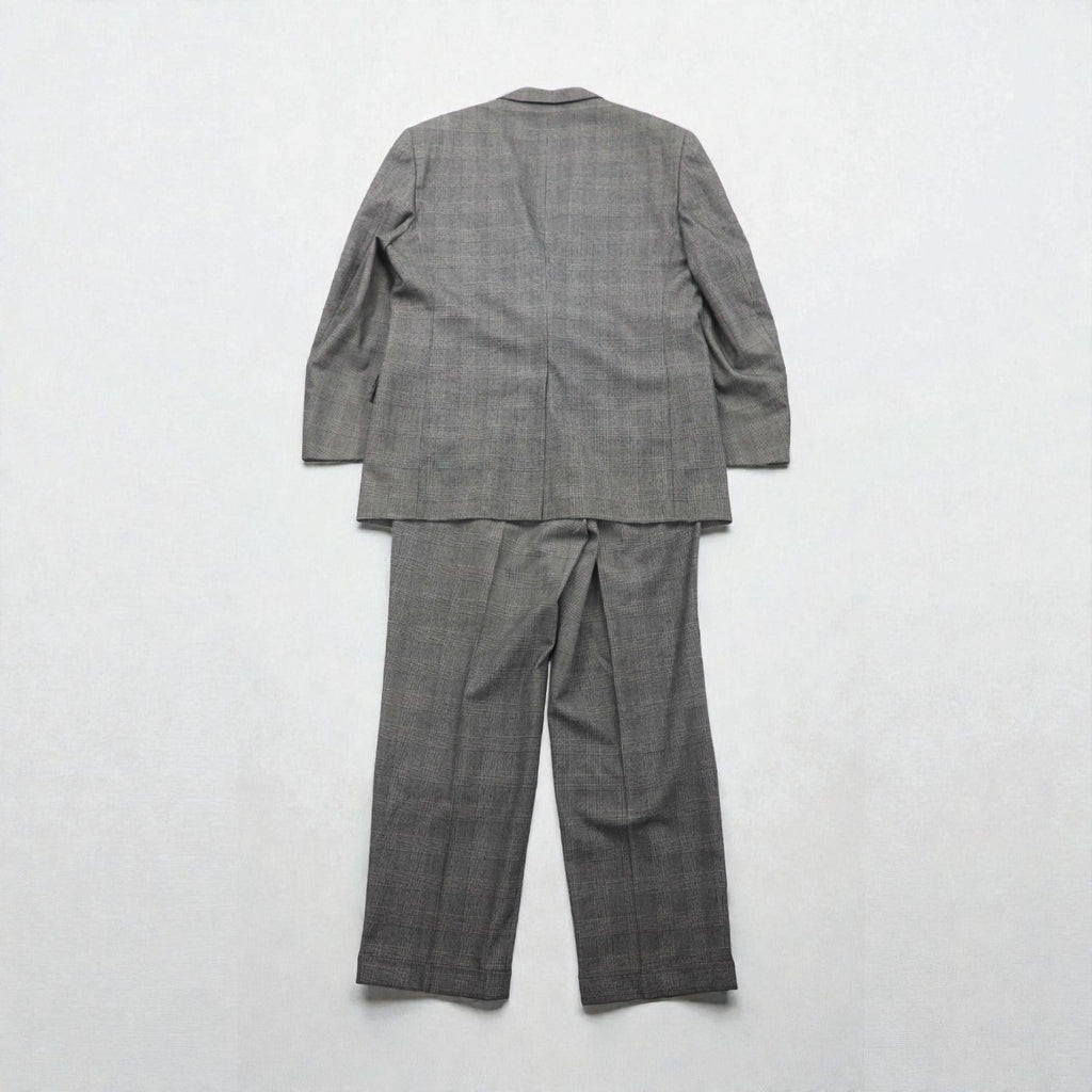 Brooks Brothers 2B セットアップ スーツ L グレンチェック ウール 2タック ワイド センタープレス