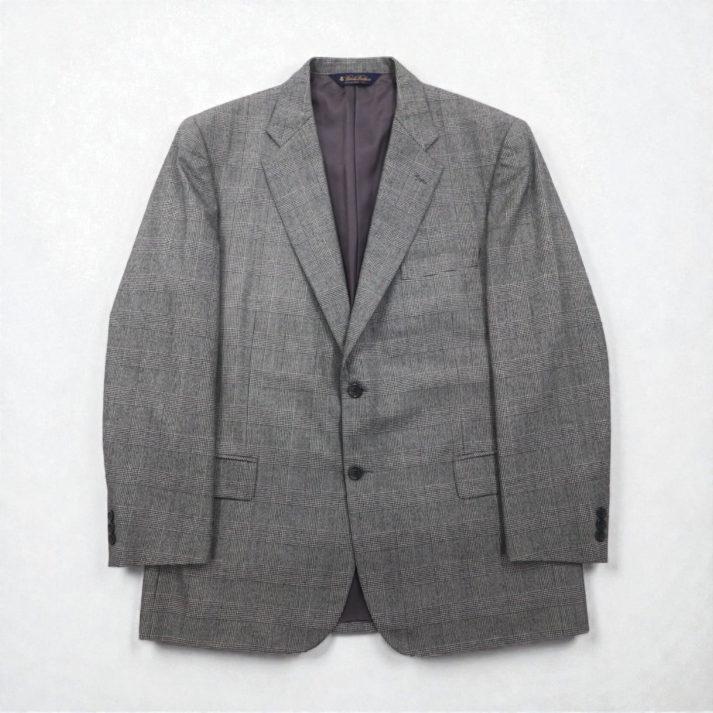 Brooks Brothers 2B セットアップ スーツ L グレンチェック ウール 2タック ワイド センタープレス