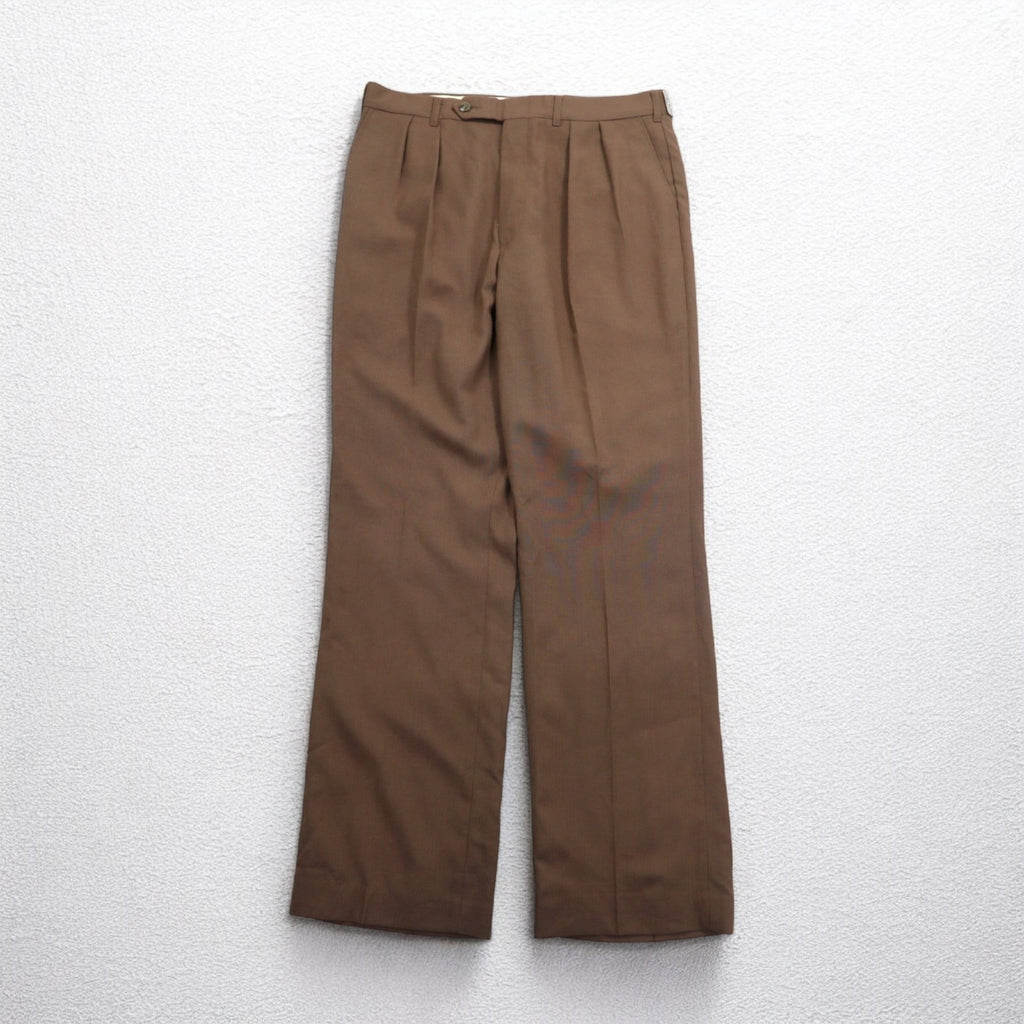 J.C.Penney 80年代 USA製 The Fox Collection 2タック スラックスパンツ L ブラウン ロケットTALONジップ デッドストック 未使用品