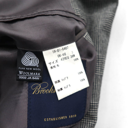 Brooks Brothers 2B セットアップ スーツ L グレンチェック ウール 2タック ワイド センタープレス