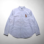 Ralph Lauren 90s Classic Fit Oxford Button-Down Shirt, XL, Blue Cotton with Big Pony Embroidery