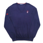 POLO GOLF RALPH LAUREN Vネック コットンニット セーター L ネイビー ポニー ロゴ刺繍 Royal St George's