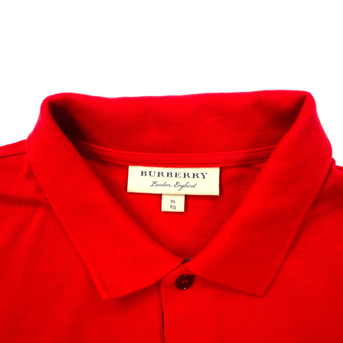 BURBERRY ノバチェック切り替え ポロシャツ XL レッド コットン ワンポイントロゴ刺繍 Oxford Short Sleeve Polo Red 3956000 2018年モデル