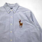 Ralph Lauren 90s Classic Fit Oxford Button-Down Shirt, XL, Blue Cotton with Big Pony Embroidery