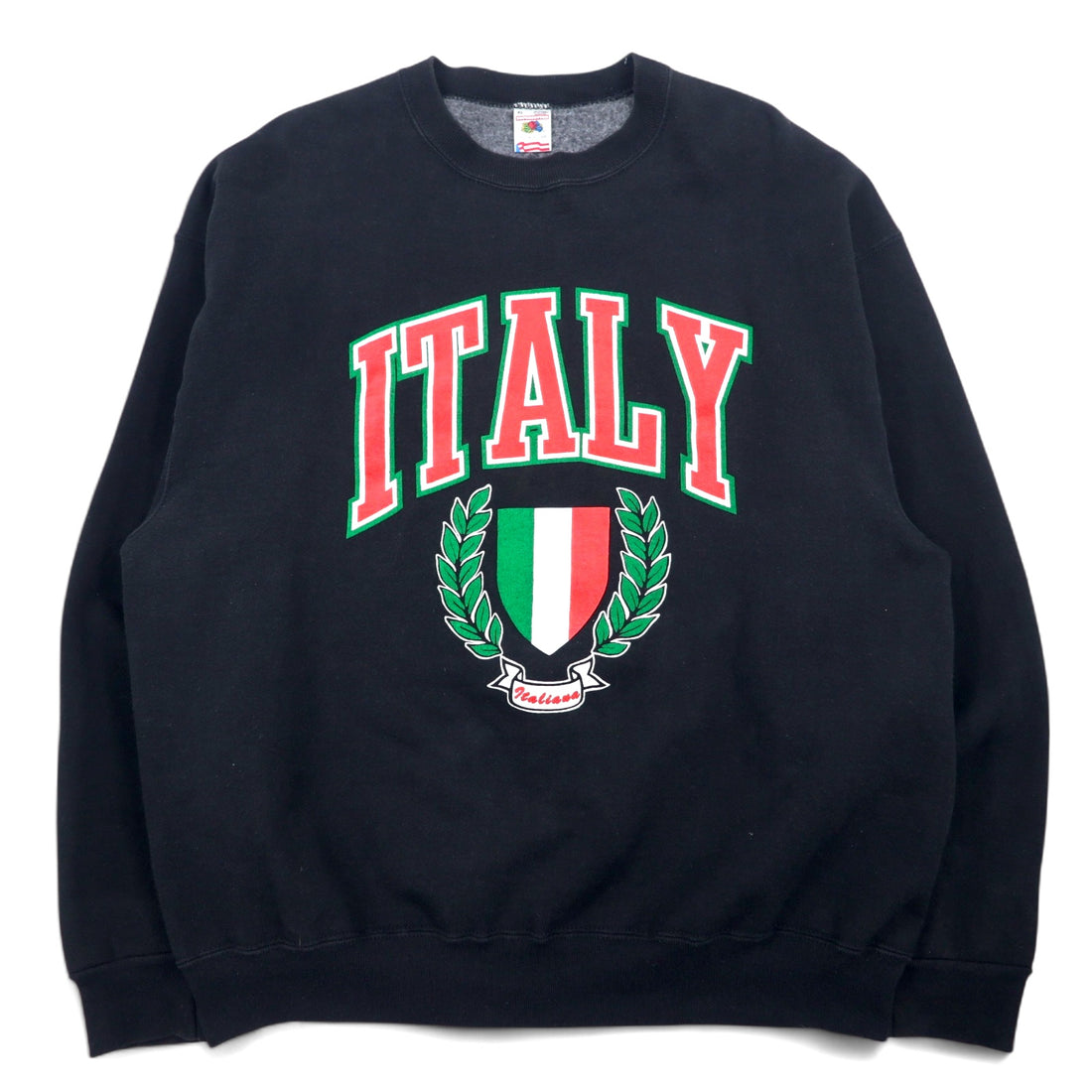 日本然リトテ-古着オンライン-FRUIT OF THE LOOM 90年代 USA製 プリント スウェット XL ブラック コットン SUPER COTTON-FRUIT OF THE LOOM 90's USA Made Print Sweatshirt XL Black Cotton SUPER COTTON