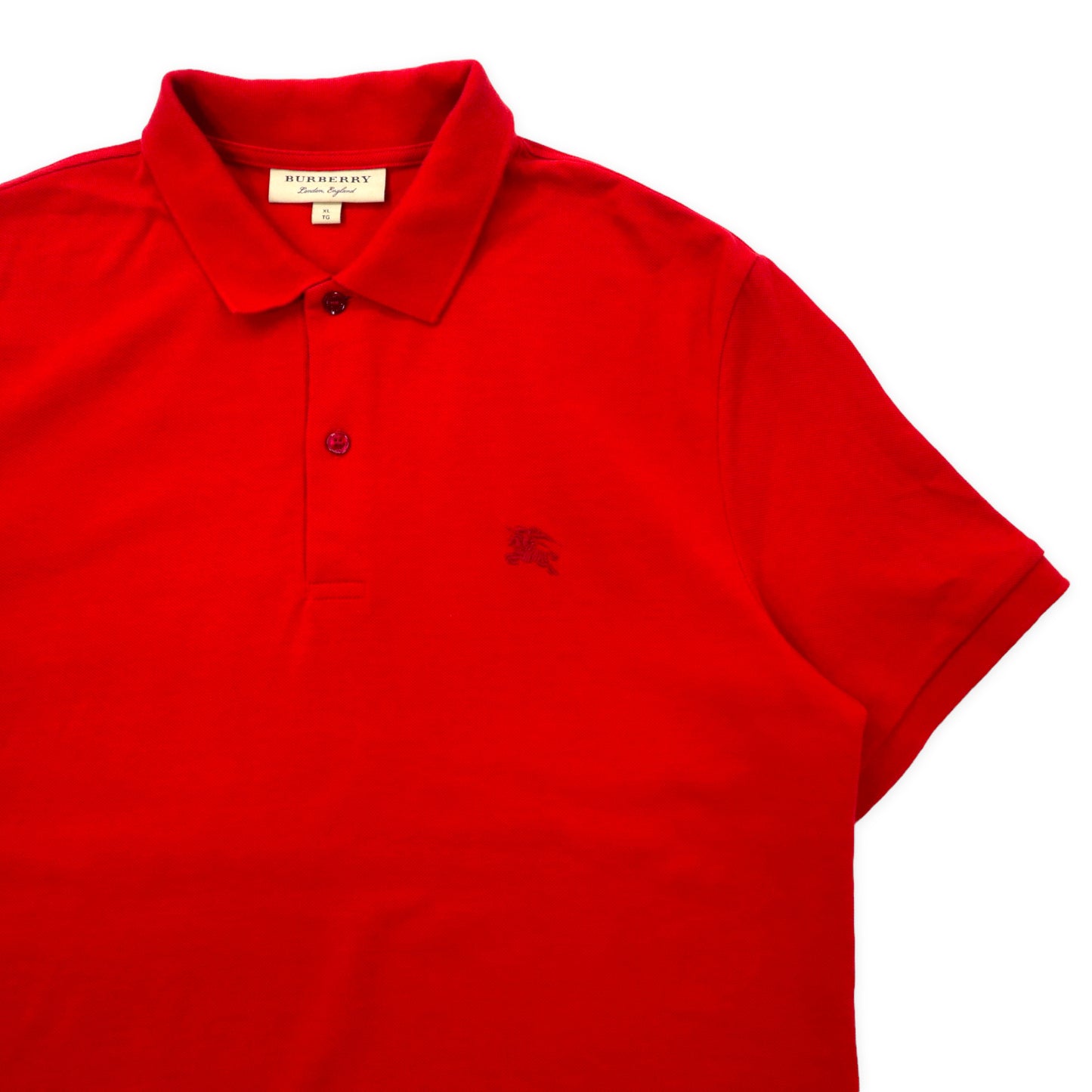 BURBERRY ノバチェック切り替え ポロシャツ XL レッド コットン ワンポイントロゴ刺繍 Oxford Short Sleeve Polo Red 3956000 2018年モデル