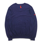 POLO GOLF RALPH LAUREN Vネック コットンニット セーター L ネイビー ポニー ロゴ刺繍 Royal St George's