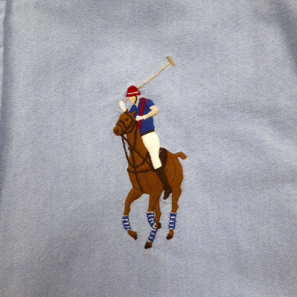 Ralph Lauren 90s Classic Fit Oxford Button-Down Shirt, XL, Blue Cotton with Big Pony Embroidery
