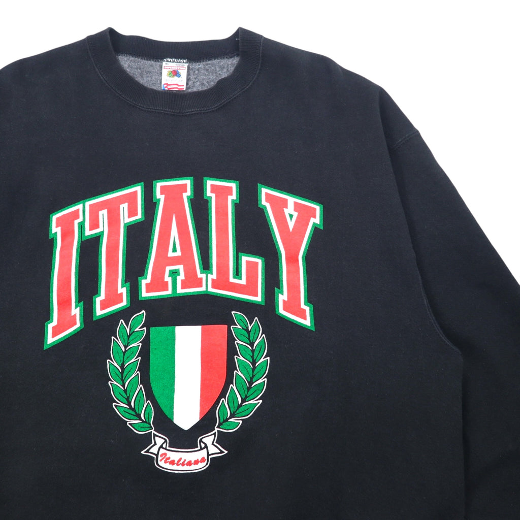 FRUIT OF THE LOOM 90s USA Made Printed Sweatshirt XL Black Cotton SUPER COTTON