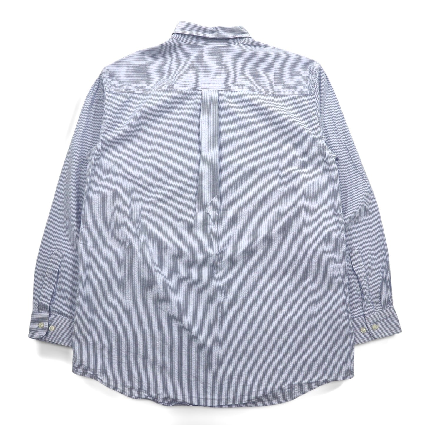 L.L.Bean シアサッカー ボタンダウンシャツ L ブルー ストライプ コットン TRADITIONAL FIT 242318
