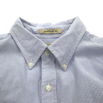 L.L.Bean シアサッカー ボタンダウンシャツ L ブルー ストライプ コットン TRADITIONAL FIT 242318