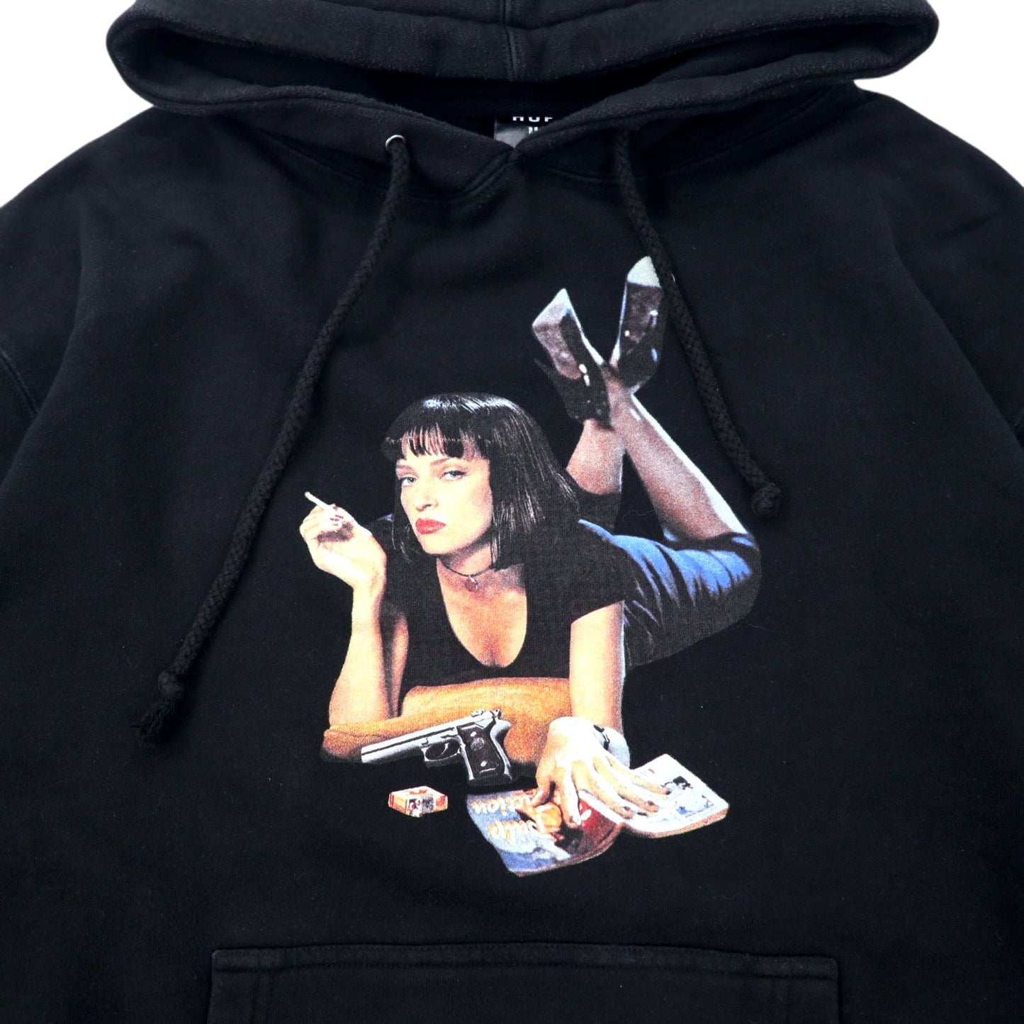 HUF × PULP FICTION パルプフィクション ムービー プルオーバーパーカー M ブラック コットン 裏起毛 両面パーカー