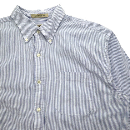 L.L.Bean シアサッカー ボタンダウンシャツ L ブルー ストライプ コットン TRADITIONAL FIT 242318