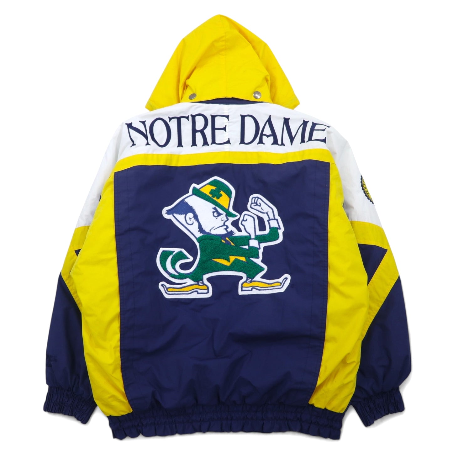 NUTMEG by CAMPRI 90年代 ナイロンジャケット 中綿 M ネイビー イエロー フード着脱式 カレッジ NOTRE DAME FIGHTING IRISH