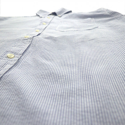 L.L.Bean シアサッカー ボタンダウンシャツ L ブルー ストライプ コットン TRADITIONAL FIT 242318