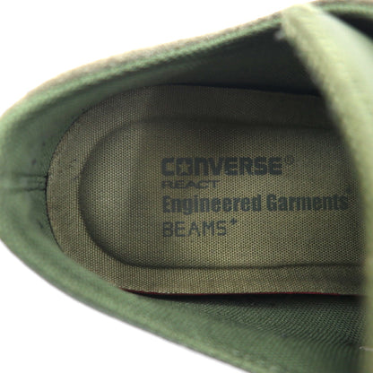 CONVERSE x ENGINEERED GARMENTS x BEAMS+ ALL STAR 100 OX Sneakers, Size 27cm, Khaki, Suede, Leather, Canvas, 1CL016, Unused