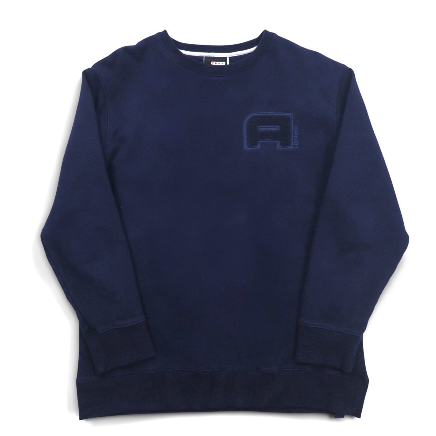 AND1 Reverse Weave Sweatshirt, XL, Navy, Cotton, Logo Embroidery