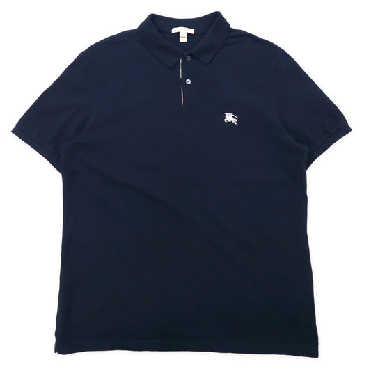 BURBERRY BRIT ノバチェック切り替え ポロシャツ XL ネイビー コットン ワンポイントロゴ刺繍 Oxford Short Sleeve Polo Red 3459133 2018年モデル