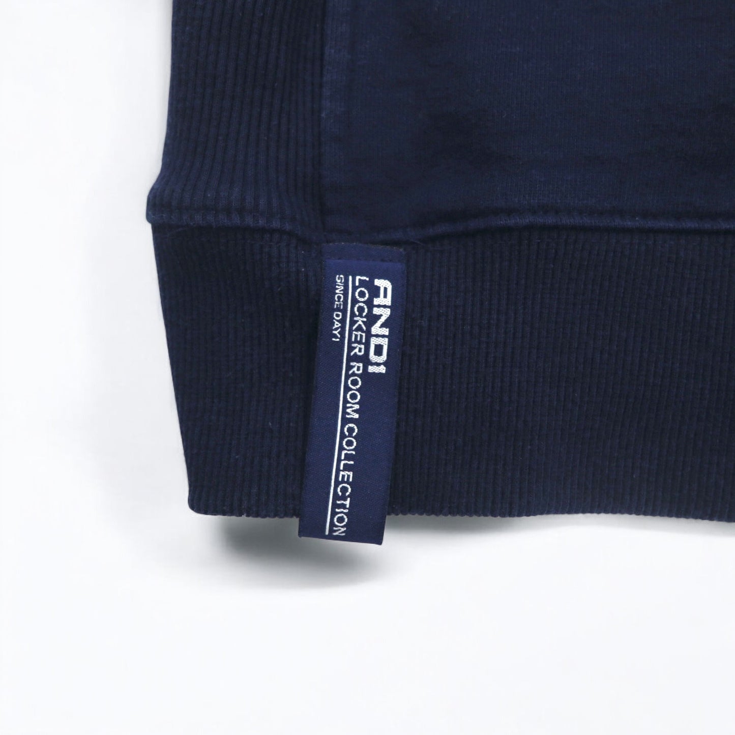 AND1 Reverse Weave Sweatshirt, XL, Navy, Cotton, Logo Embroidery
