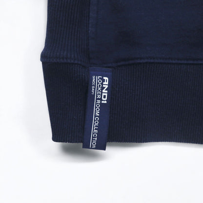 AND1 Reverse Weave Sweatshirt, XL, Navy, Cotton, Logo Embroidery