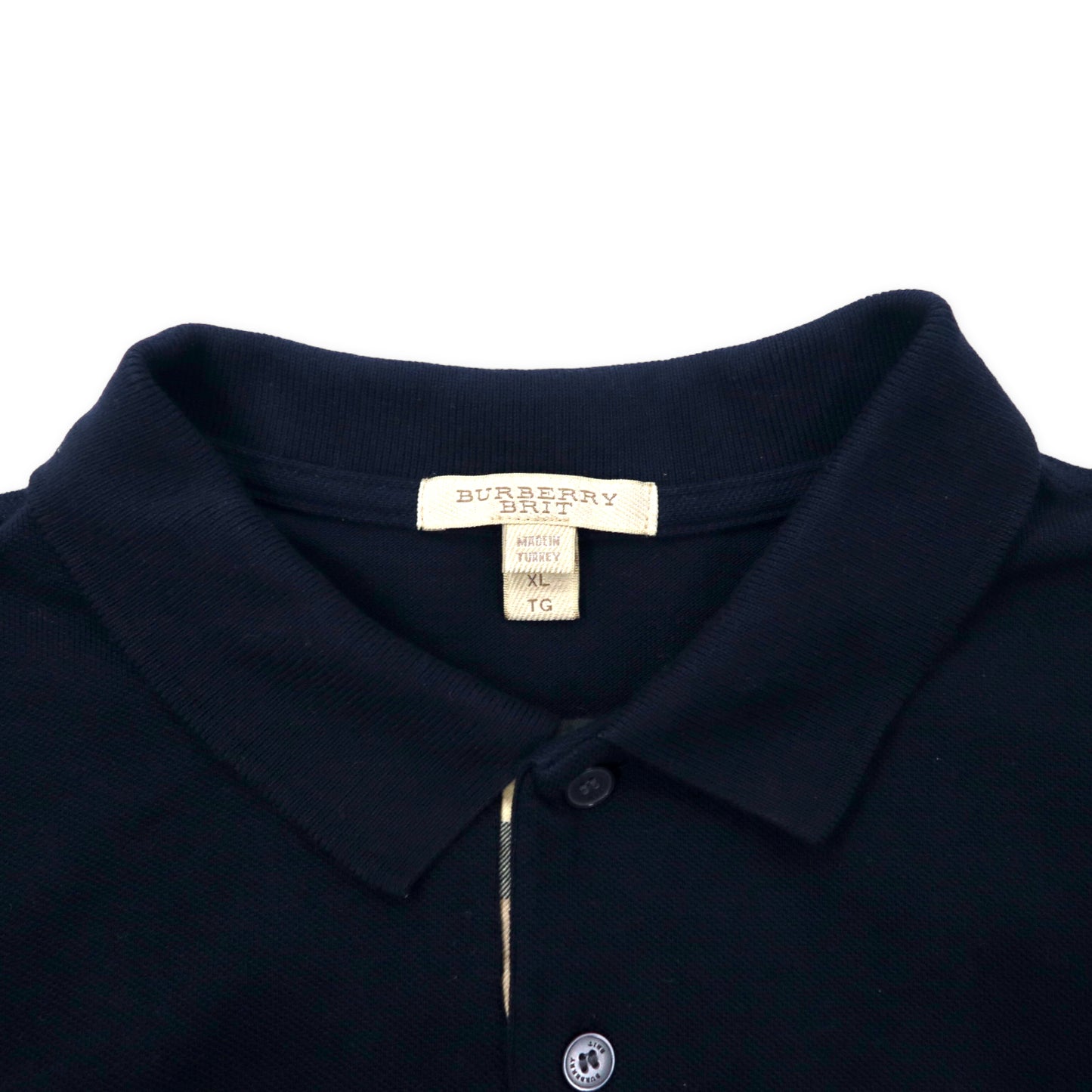 BURBERRY BRIT ノバチェック切り替え ポロシャツ XL ネイビー コットン ワンポイントロゴ刺繍 Oxford Short Sleeve Polo Red 3459133 2018年モデル