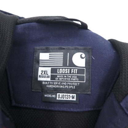 Carhartt USA-Made Loose Fit Duck Active Jacket, Full-Zip Hoodie, 2XL, Navy, UFCW J131